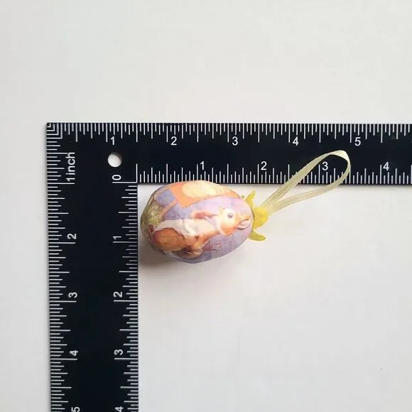 Lot of 10 Vintage Paper Mache Decoupage Easter Egg Tree Ornaments Bunny Bunnies - Picture 7 of 7